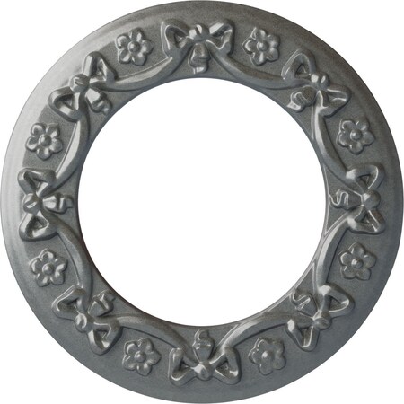 Ekena Millwork Ribbon with Bow Ceiling Medallion (Canopies up to 7 1/2"), 12 1/4"OD x 7 1/2"ID x 7/8"P, Platinum CM12RIPLS